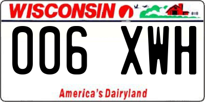 WI license plate 006XWH