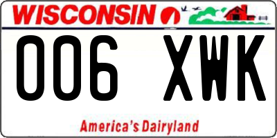 WI license plate 006XWK