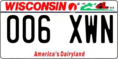 WI license plate 006XWN