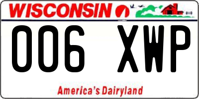 WI license plate 006XWP