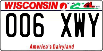 WI license plate 006XWY