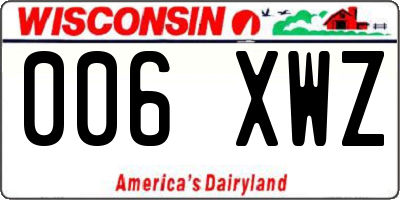 WI license plate 006XWZ