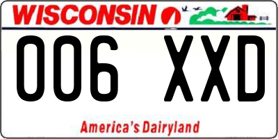 WI license plate 006XXD