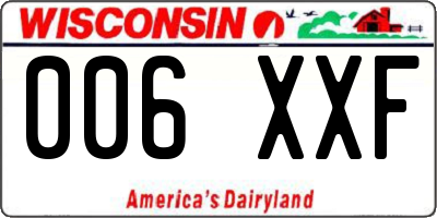 WI license plate 006XXF