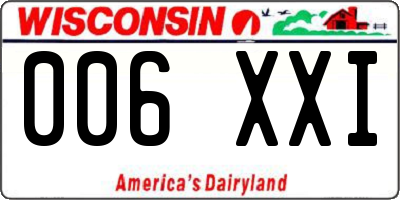WI license plate 006XXI