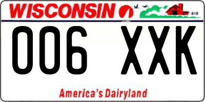 WI license plate 006XXK