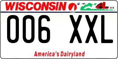 WI license plate 006XXL