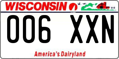 WI license plate 006XXN