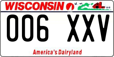 WI license plate 006XXV