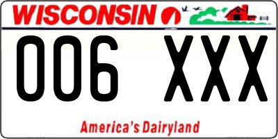 WI license plate 006XXX