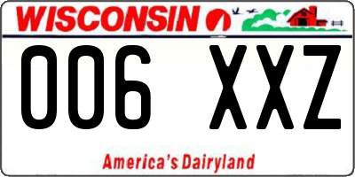WI license plate 006XXZ