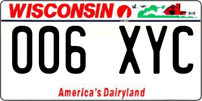WI license plate 006XYC