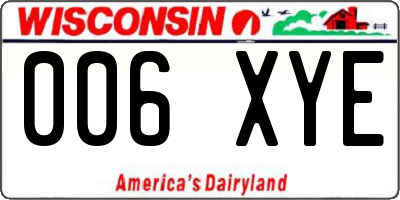 WI license plate 006XYE