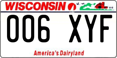 WI license plate 006XYF