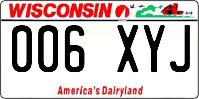 WI license plate 006XYJ