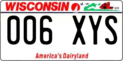 WI license plate 006XYS