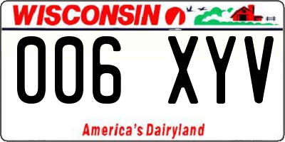 WI license plate 006XYV