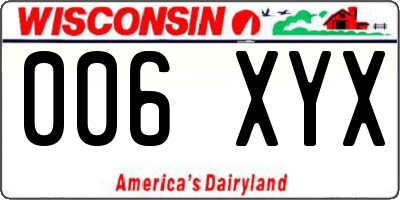 WI license plate 006XYX