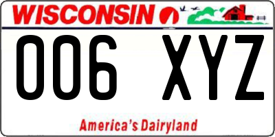WI license plate 006XYZ
