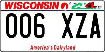 WI license plate 006XZA
