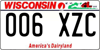 WI license plate 006XZC