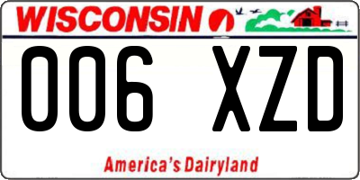 WI license plate 006XZD