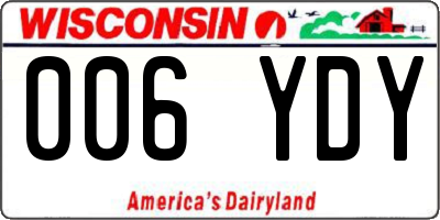 WI license plate 006YDY