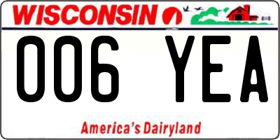 WI license plate 006YEA