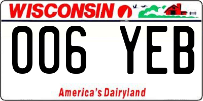 WI license plate 006YEB