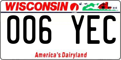 WI license plate 006YEC