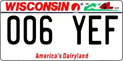 WI license plate 006YEF