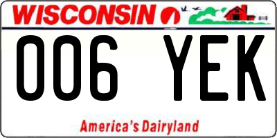 WI license plate 006YEK