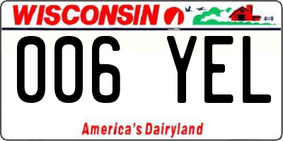 WI license plate 006YEL