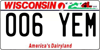 WI license plate 006YEM