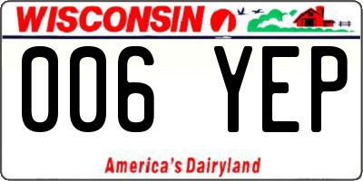 WI license plate 006YEP
