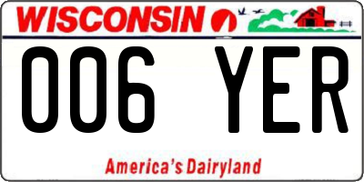 WI license plate 006YER