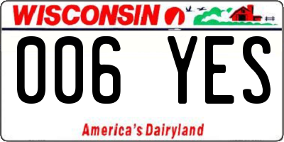 WI license plate 006YES