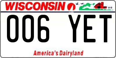 WI license plate 006YET