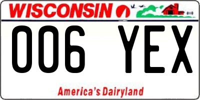 WI license plate 006YEX