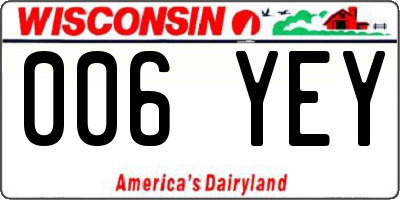 WI license plate 006YEY