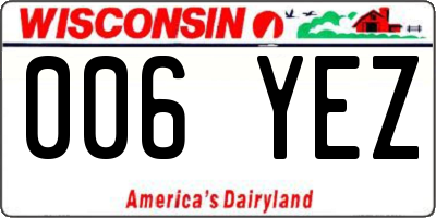 WI license plate 006YEZ