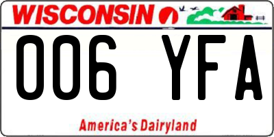 WI license plate 006YFA