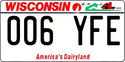 WI license plate 006YFE