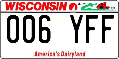 WI license plate 006YFF