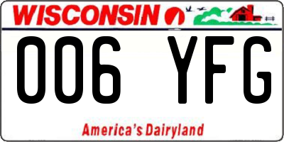 WI license plate 006YFG