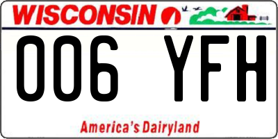 WI license plate 006YFH