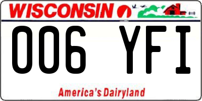 WI license plate 006YFI
