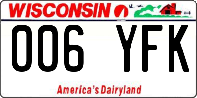 WI license plate 006YFK