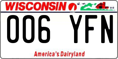 WI license plate 006YFN