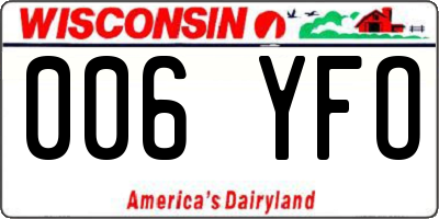 WI license plate 006YFO
